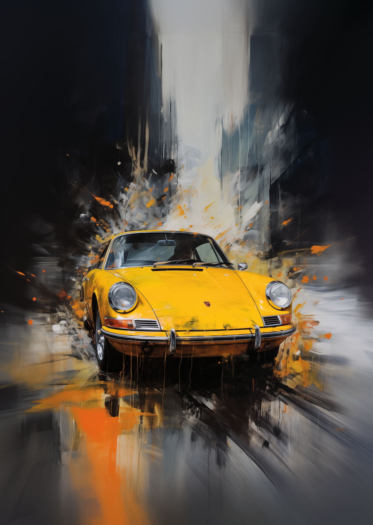Yellow 911 digital artwork